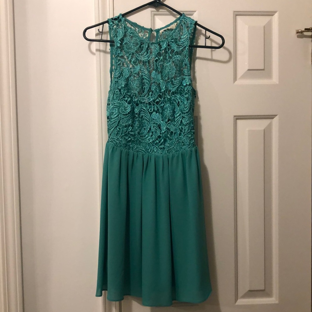 Gorgeous teal lace detail dress